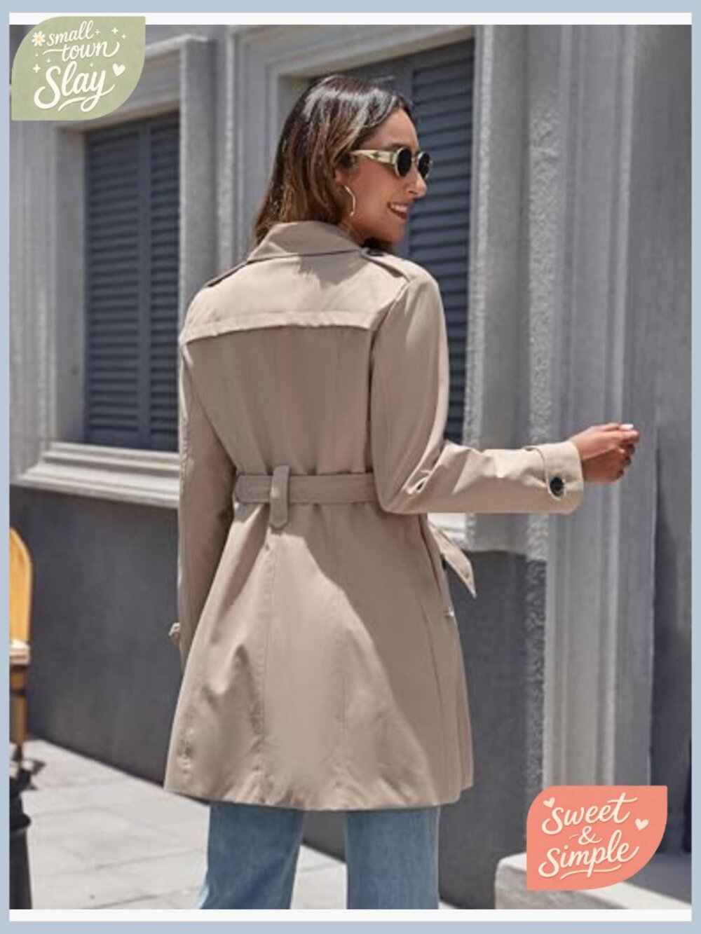 Waterproof Trench Coat Classic Lapel Outerwear with Belt Long Length - Picture 2 of 7